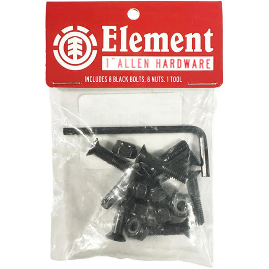 Element Skateboards 1" Allen Hardware Skateboard Bolts 8 Black 1 Red