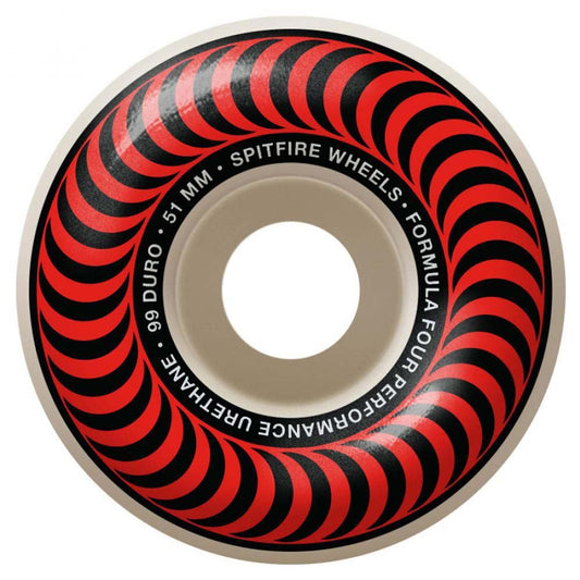 Spitfire Formula Four Classics Skateboard Wheels 99DU White Red 51mm