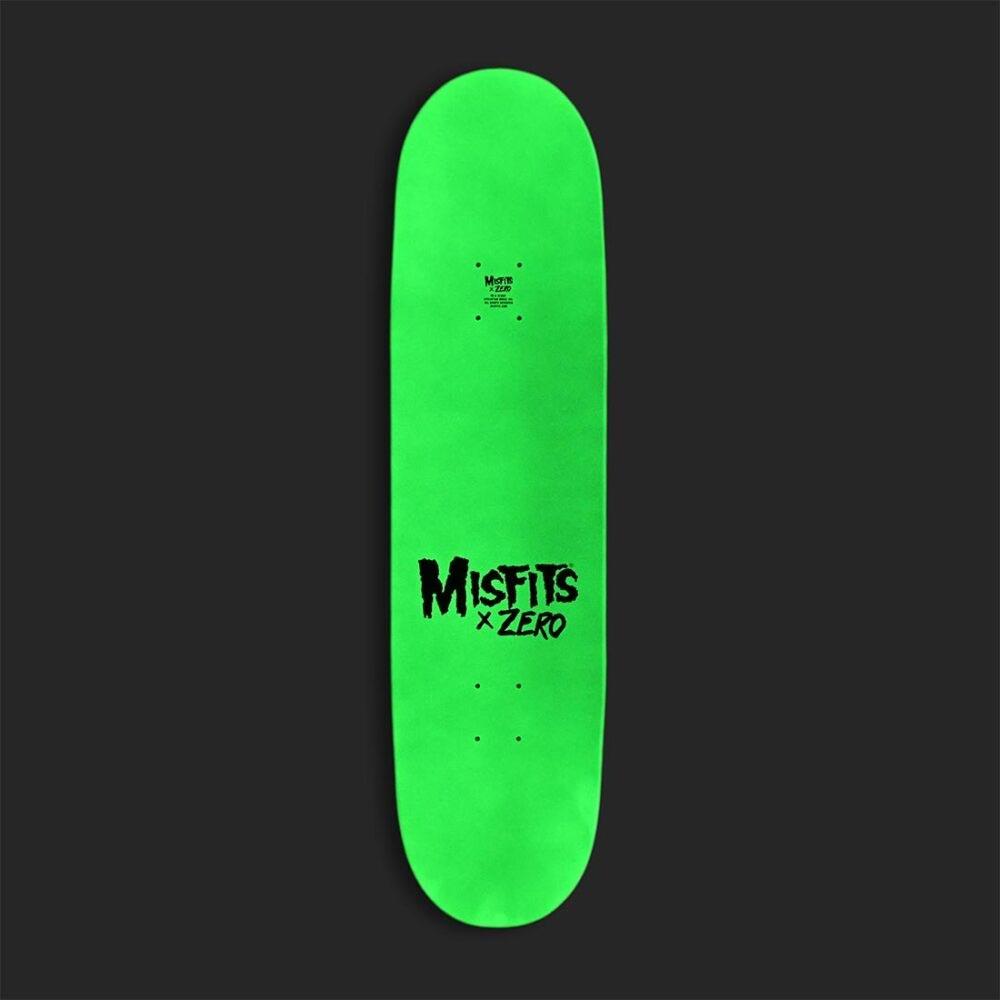 Zero X Misfits Fiend Skull Glow In The Dark Dip Skateboard Deck Black 8.5"