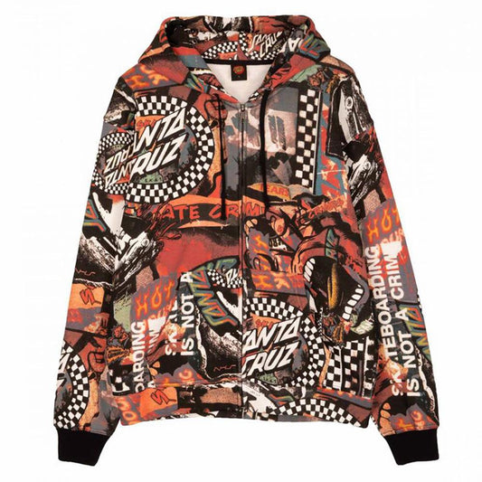 Santa Cruz Collage Zip Up Hooded Sweatshirt Multi