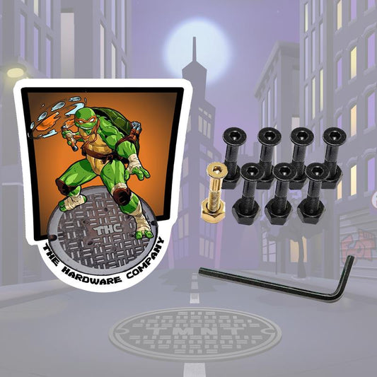 THC The Hardware Company TMNT Mickey Orange Skateboard Nuts & Bolts 1" Allen Key & Sticker