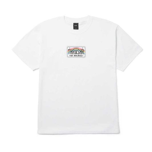 HUF x Thrasher License Plate Short Sleeve T-Shirt White