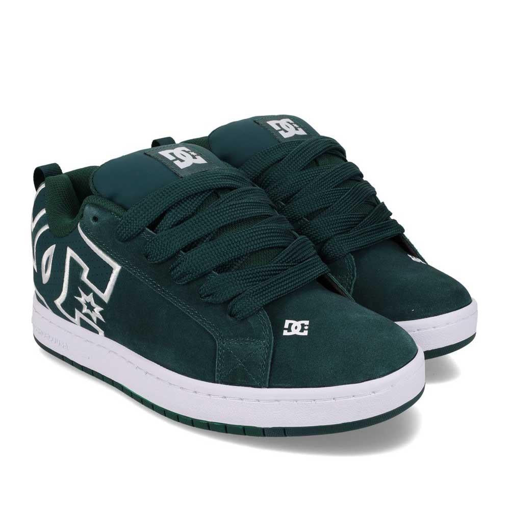 DC Shoe Co Court Graffik Skate Shoes Dark Green White