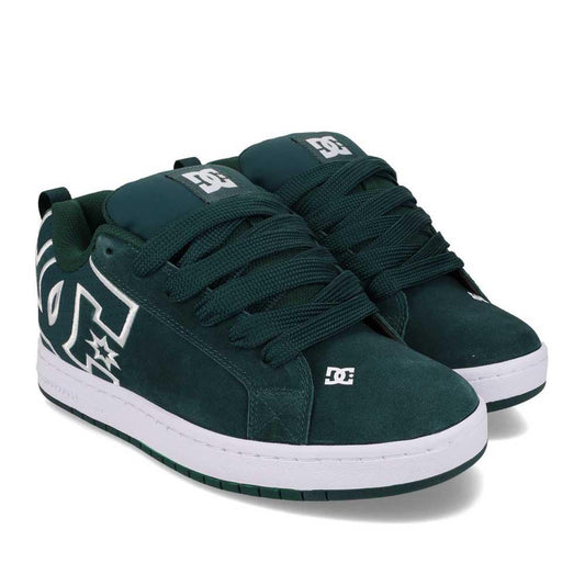 DC Shoe Co Court Graffik Skate Shoes Dark Green White
