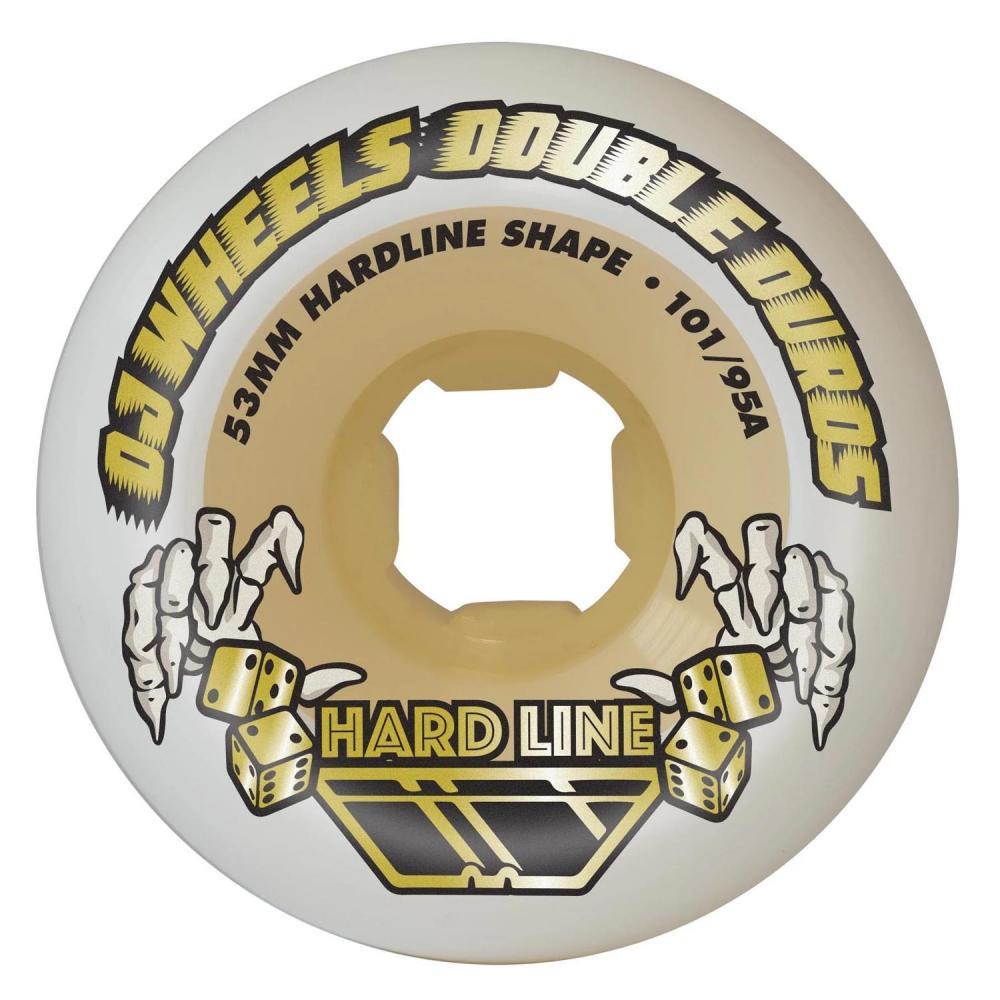 OJ Double Duro Skateboard Wheels Hardline 101a/95a White 53mm