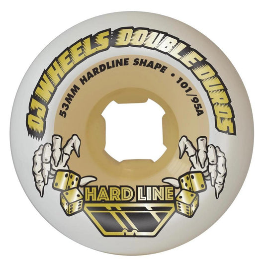 OJ Double Duro Skateboard Wheels Hardline 101a/95a White 53mm