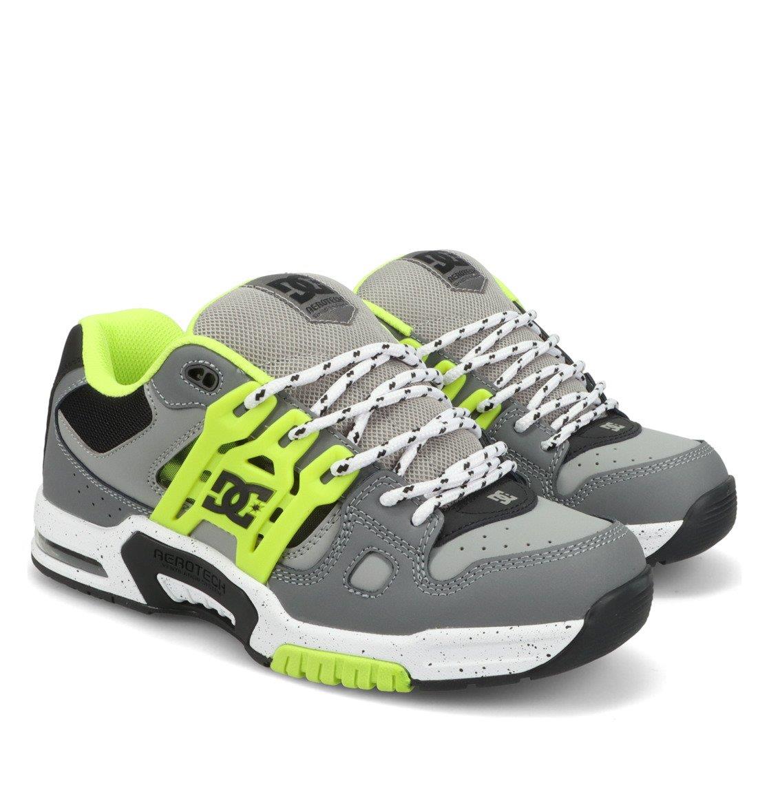DC AT-2 Grey Black Lime Leather Skate Shoes
