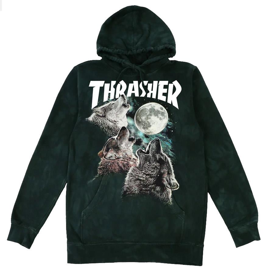 Thrasher Skateboard Magazine Wolves Hooded Sweatshirt Black