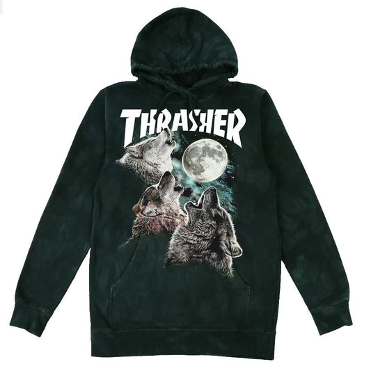 Thrasher Skateboard Magazine Wolves Hooded Sweatshirt Black