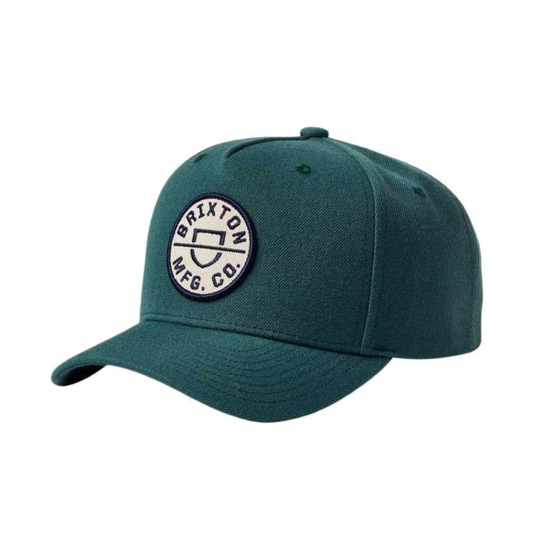 Brixton Crest X Medium Profile Snapback Cap Spruce Green One Size
