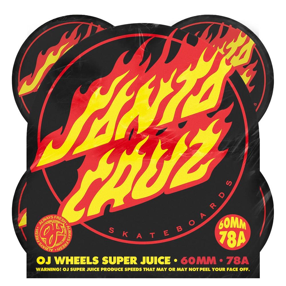 OJ Soft Skateboard Wheels Flame Dot Super Juice 78a Black 60mm