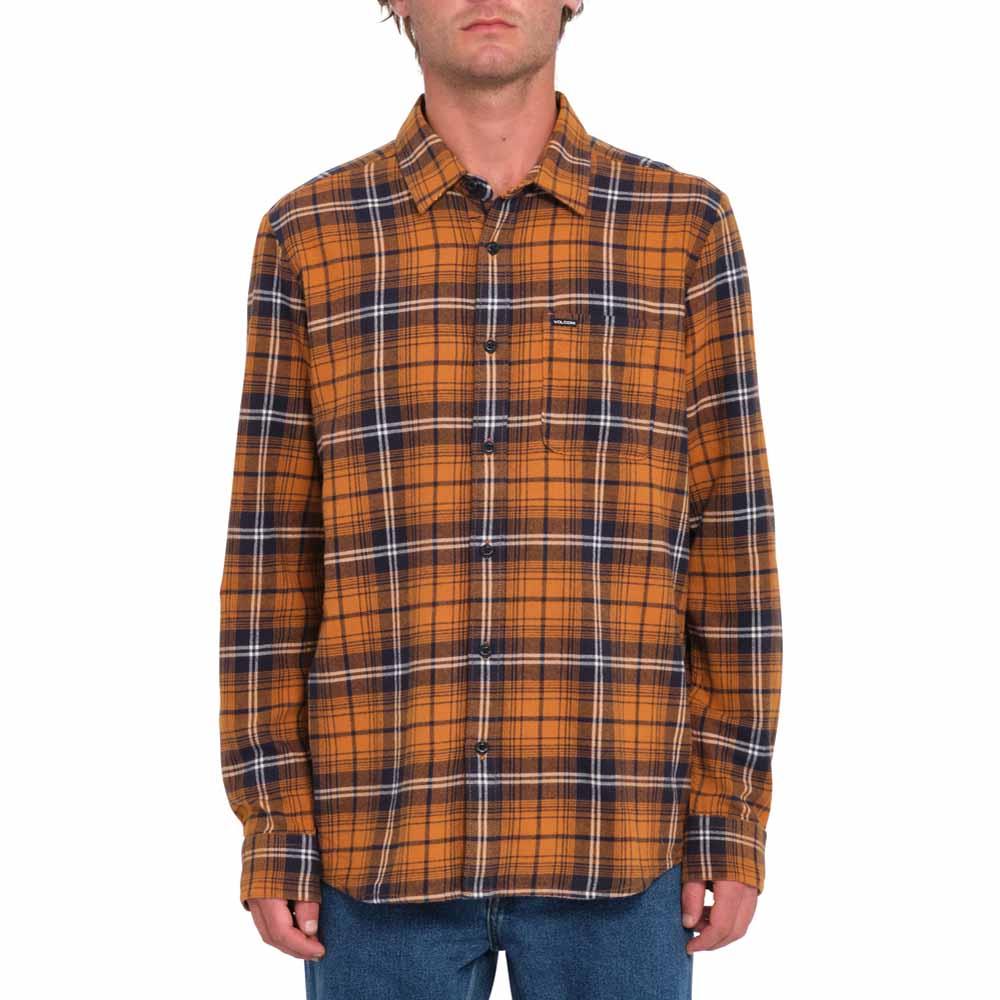 Volcom Caden Plaid Longsleeve Shirt Chestnut Brown