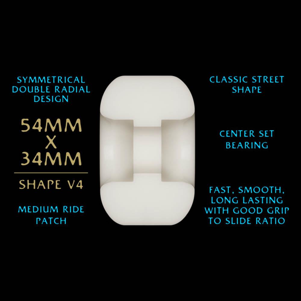 Powell Peralta Dragon Formula Skateboard Wheels Nano Rat 54mm x 34mm 97A V4 Off White Blue