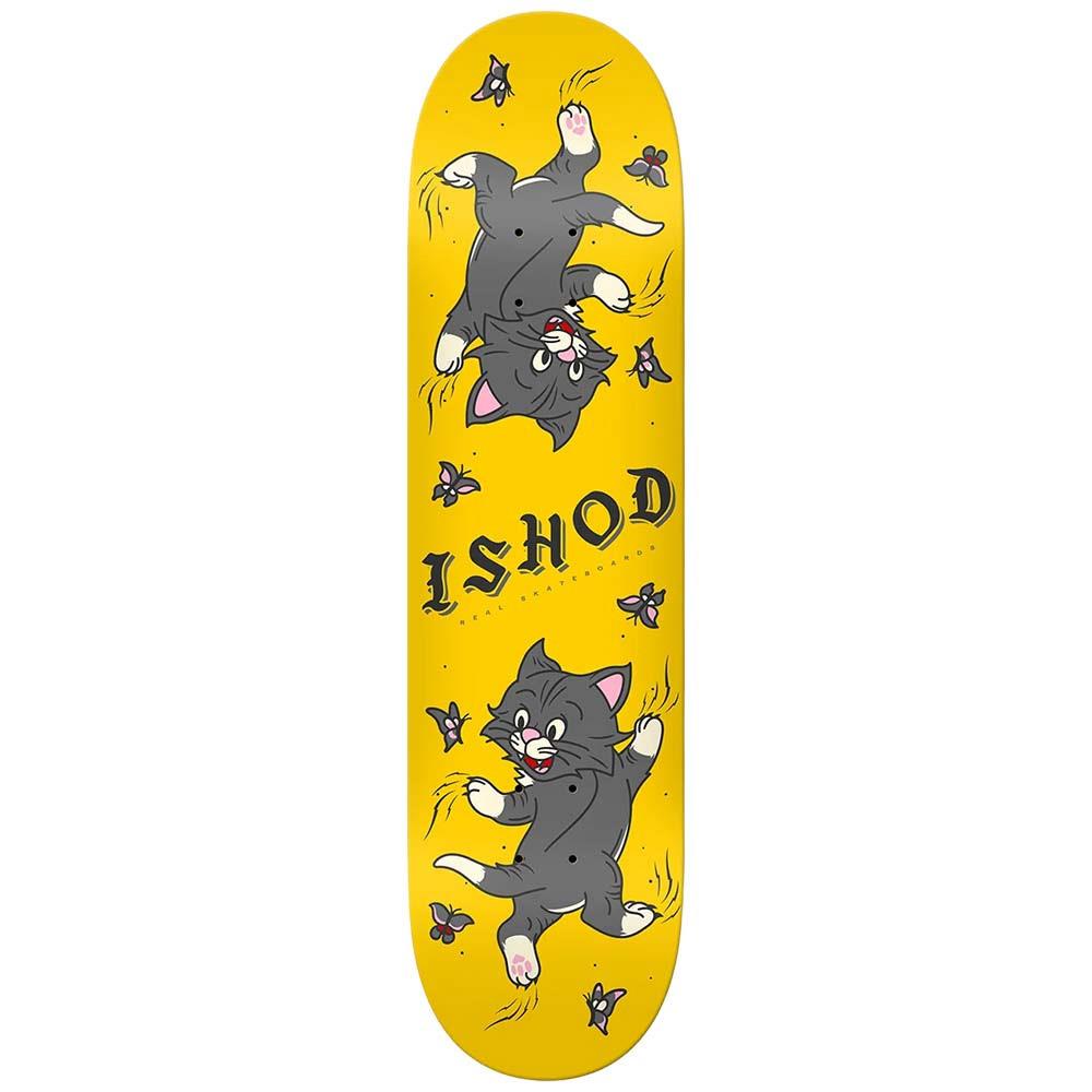 Real Ishod Kitten Scratch Twin Tail Skateboard Deck Yellow 8.0"