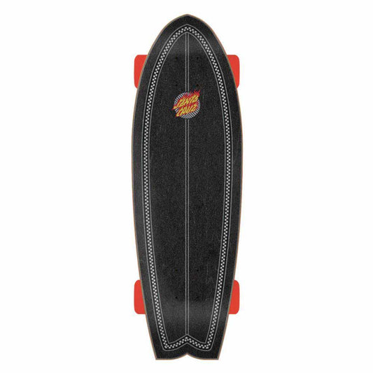 Santa Cruzer Complete Skateboard Flame Dot Check Black/Red/Yellow 8.8"