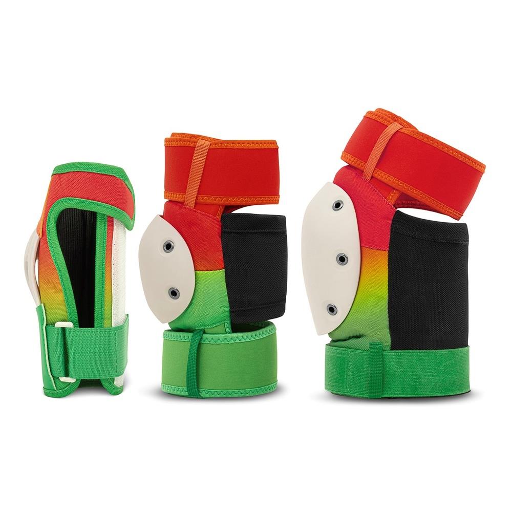 REKD Shield Triple Padset Knee Elbow Wrist Fade Orange Green