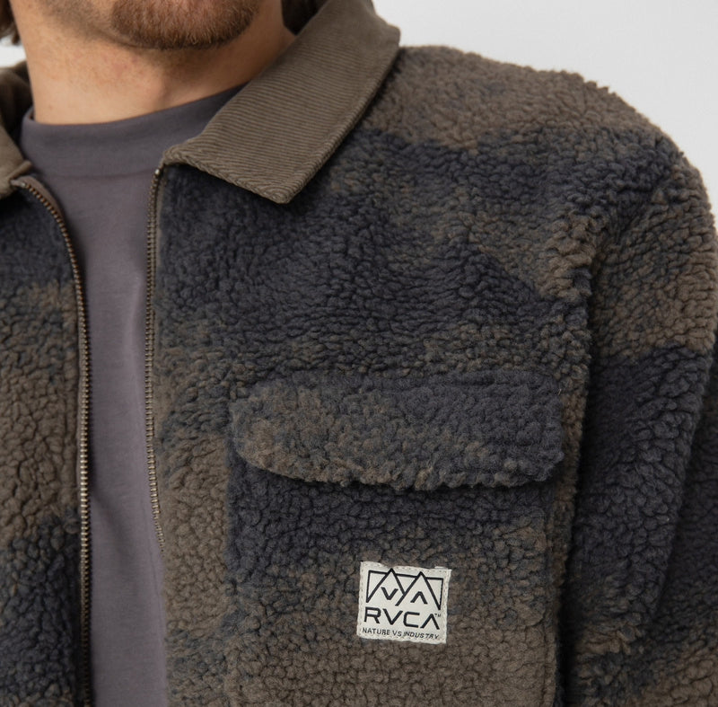 RVCA Walker Sherpa Fleece Jacket Blue Haze