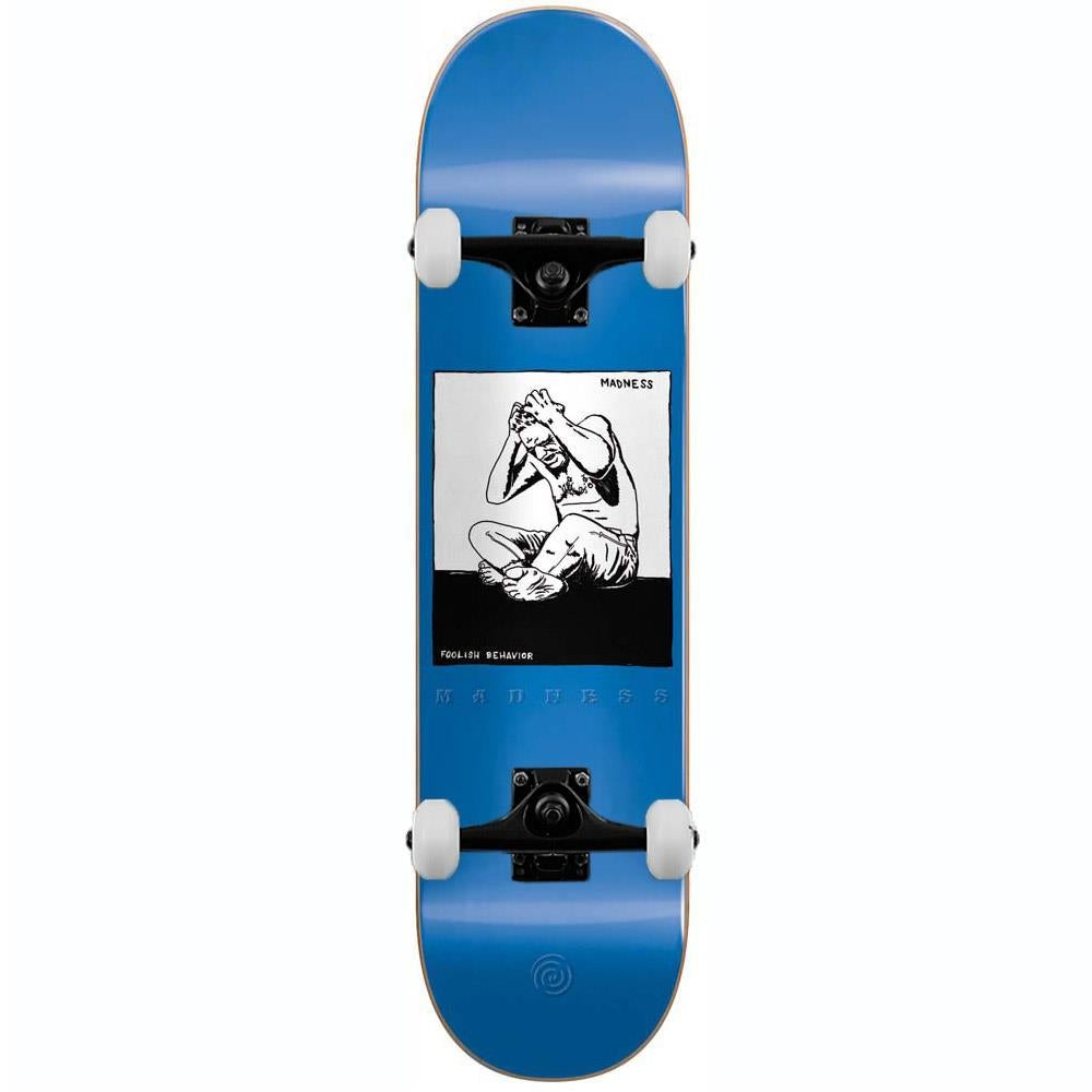 Madness Stressed Complete Skateboard White Blue 8.5"