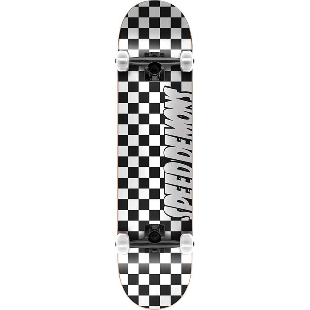 Speed Demons Checkers Factory Complete Skateboard Black White 8"