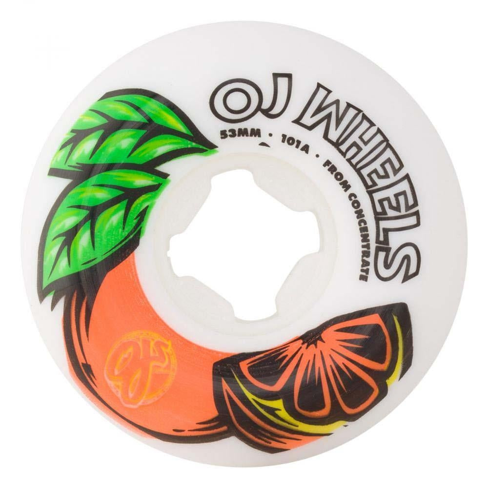 OJ Skateboard Wheels From Concentrate Hardline 101a White 53mm