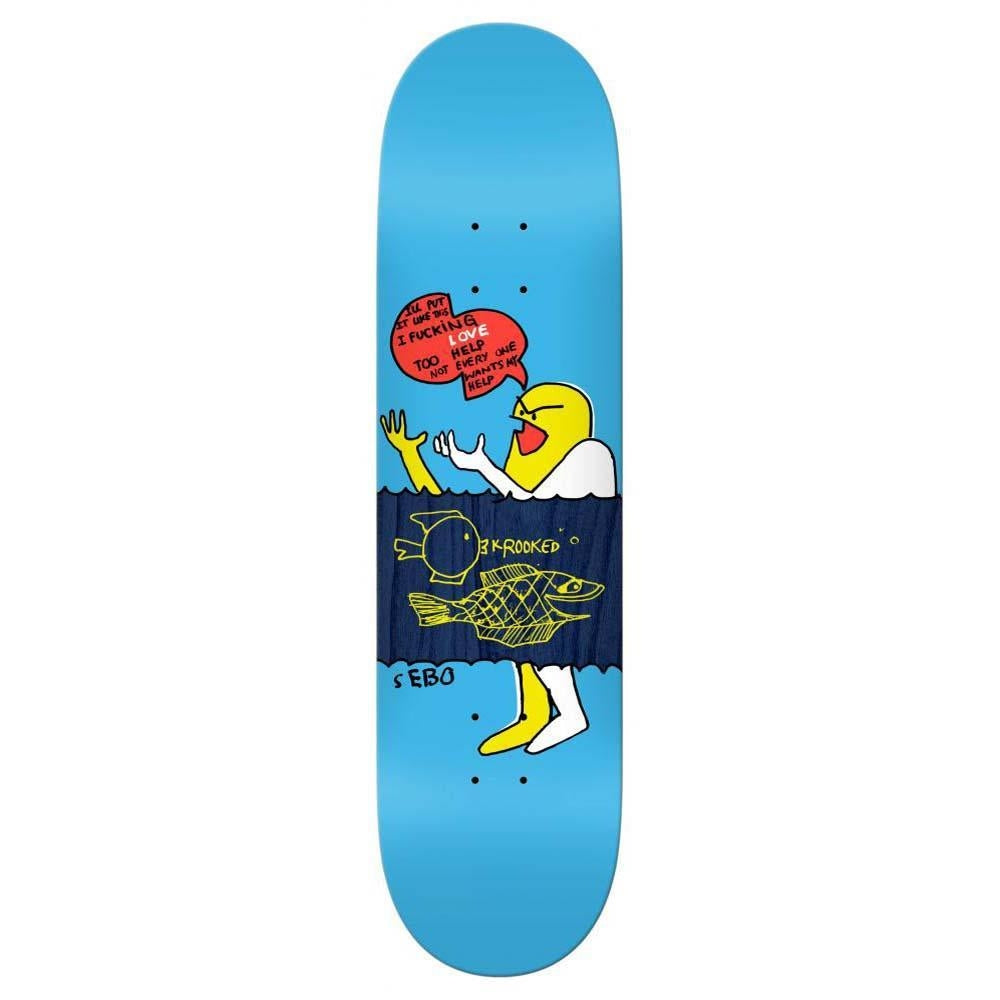 Krooked Pro Skateboard Deck Sebo Help Blue 8.06"