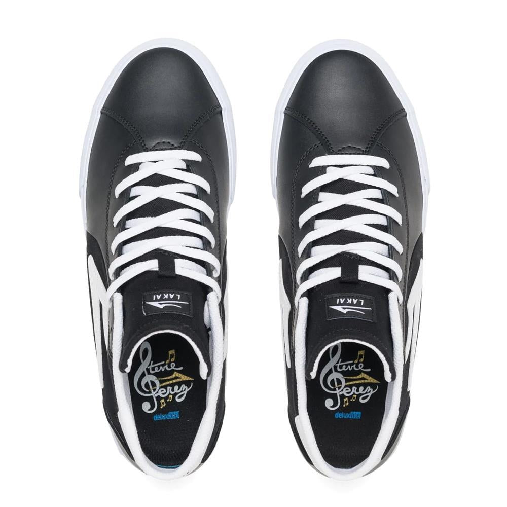 Lakai Flaco II Mid Black White Leather Skate Shoes