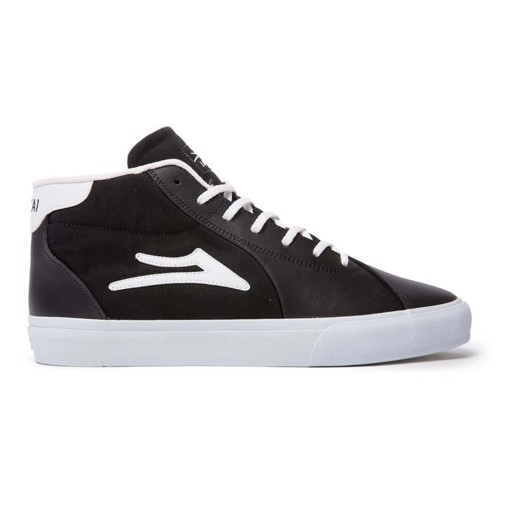 Lakai Flaco II Mid Black White Leather Skate Shoes