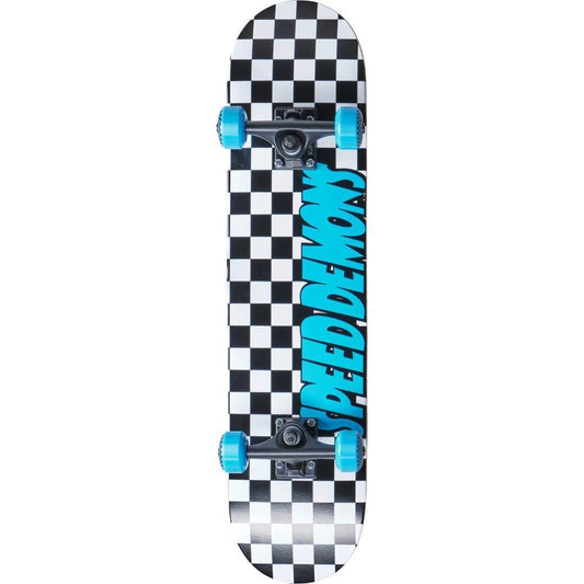 Speed Demons Checkers Factory Complete Skateboard Black Blue 7.75"