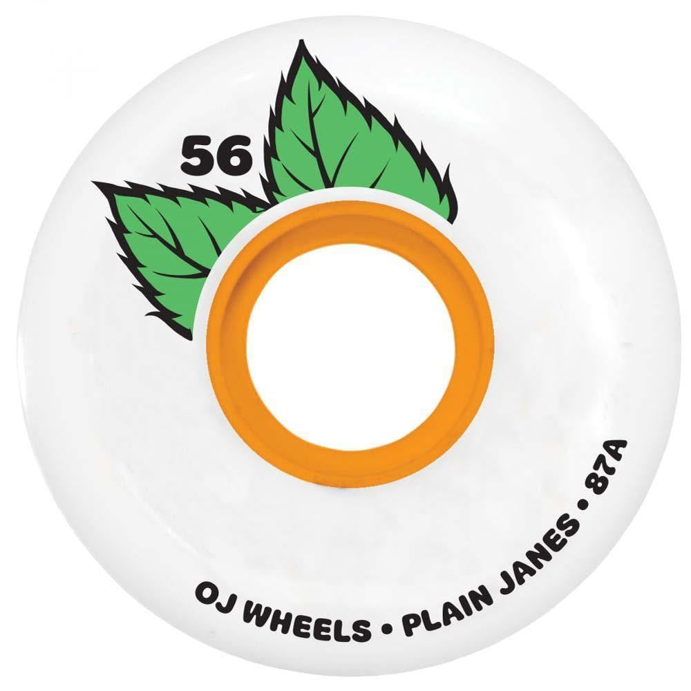 OJ Plain Jane Keyframe Skateboard Wheels 87a White 56mm – Black 