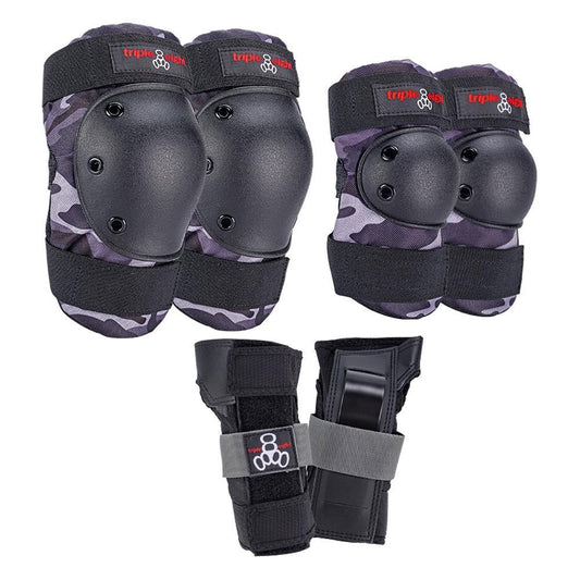 Triple 8 Saver Series 3 Pack Knee Elbow Wrist Pads Set Charcoal Camo