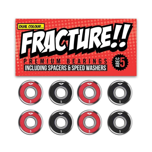 Fracture Skateboards Dual Coloured Skateboard Bearings Abec 5 Red Black