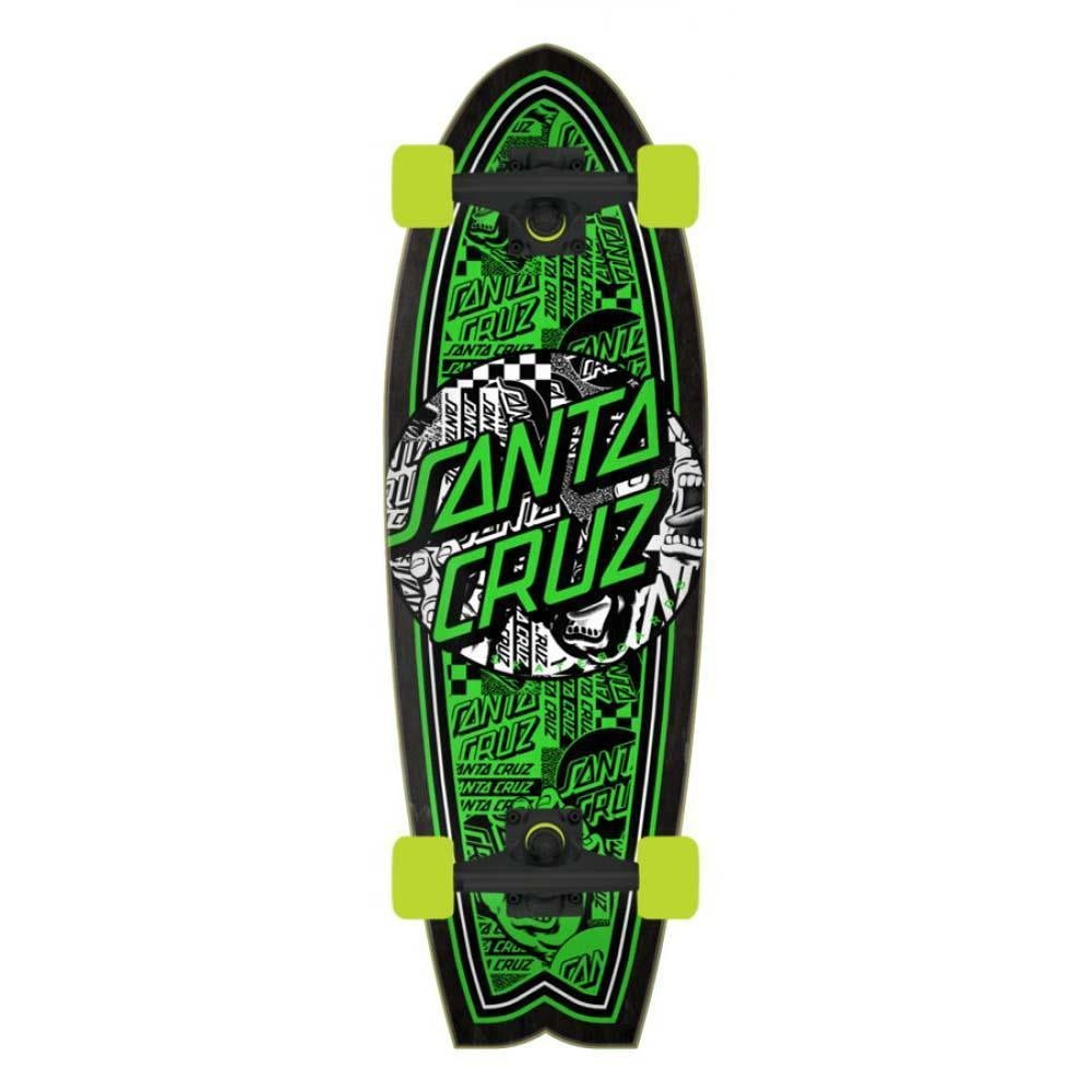 Santa Cruzer Factory Complete Skateboard Flier Collage Dot Shark Green 27.7"