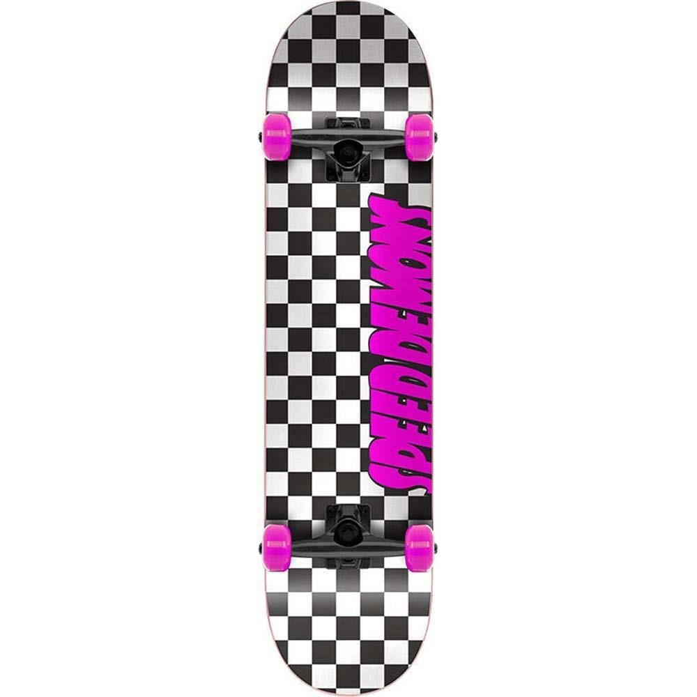 Speed Demons Checkers Factory Complete Skateboard Black Pink 7.75"