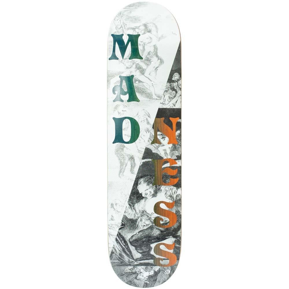 Madness Split Overlap R7 Skateboard Deck Black White 8"