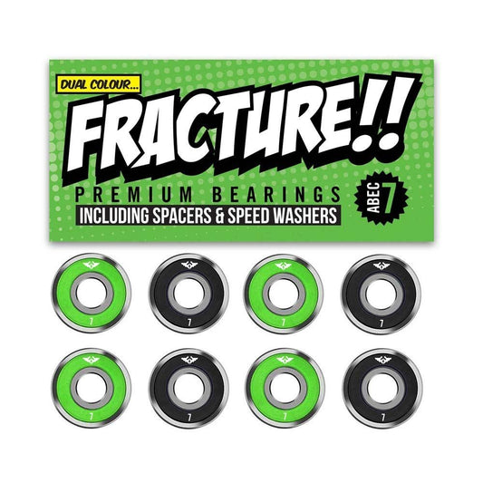 Fracture Skateboards Dual Coloured Skateboard Bearings Abec 7 Green Black