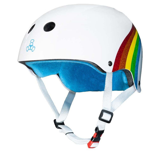 Triple 8 Sweatsaver Cert White Helmet Rainbow Sparkle