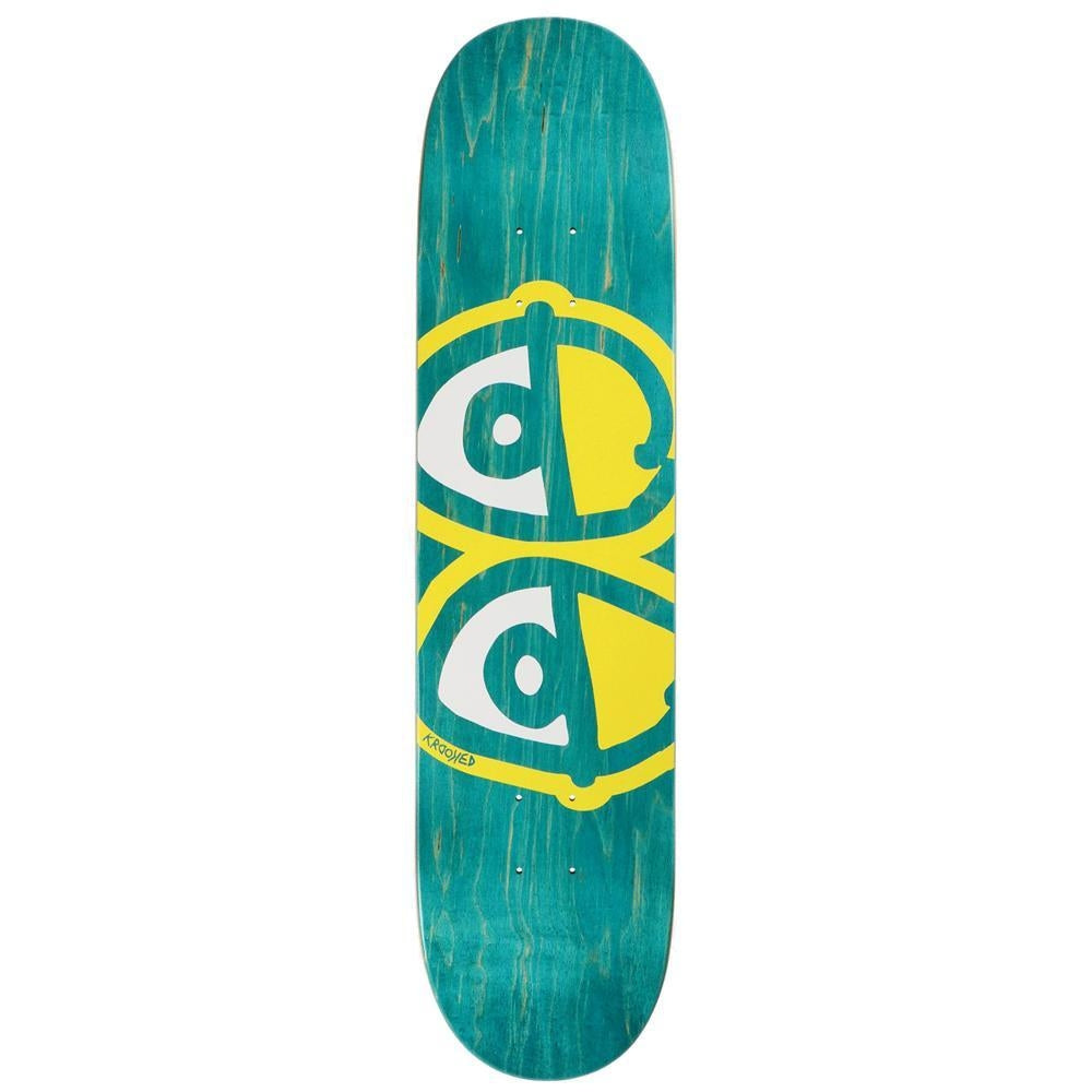 Krooked Team Eyes Assorted Stains Skateboard Deck Yellow Print  8.06"