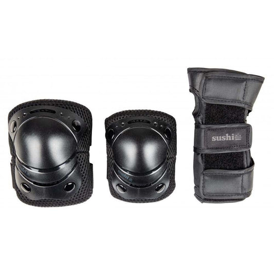 Sushi 3-Pack Padset Knee Elbow Wrist Guards Youth 9-12 Years Black YOUTH