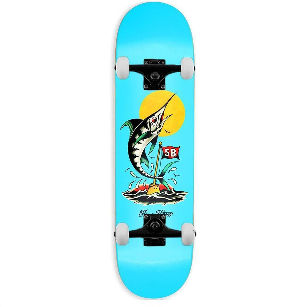 5 Boro Fish Series Manhattan Marlin Complete Skateboard Blue 8"