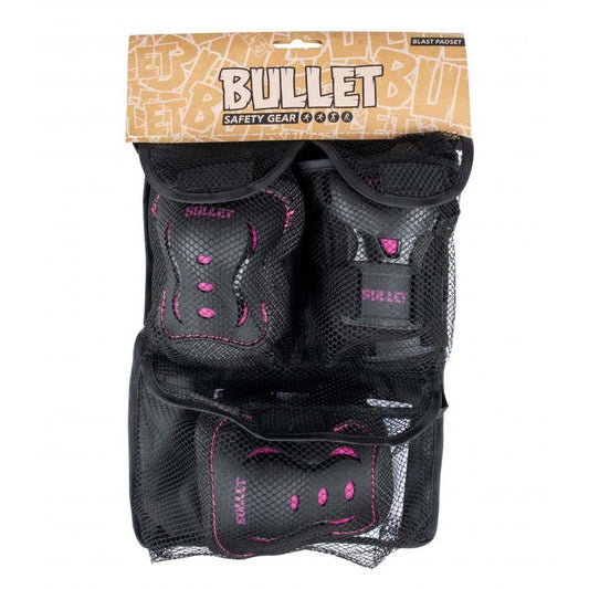 Bullet Triple Padset Blast V2 Junior Knee Elbow Wrist Black Pink