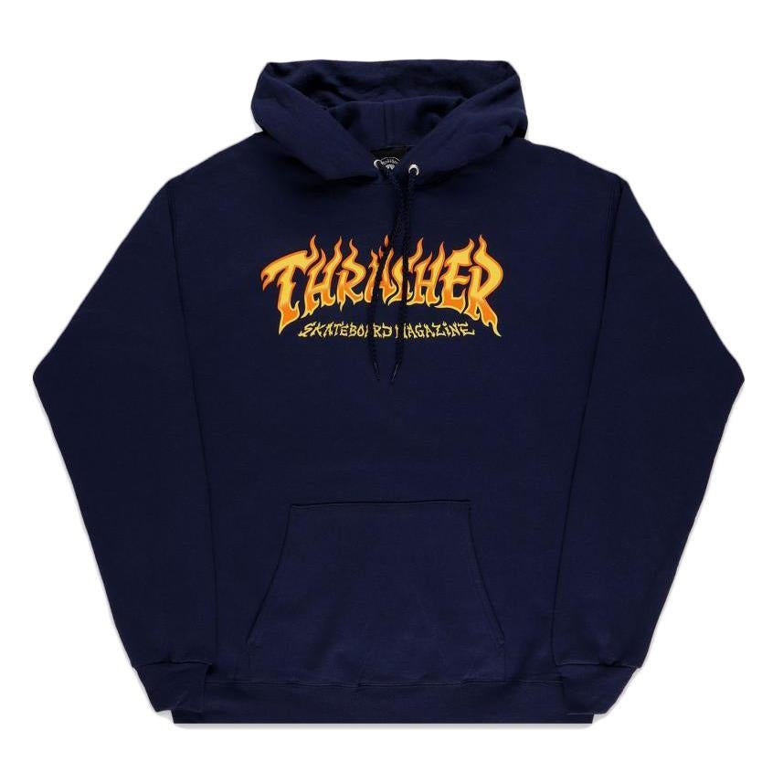 Thrasher Fire Logo Hooded Sweatshirt Navy