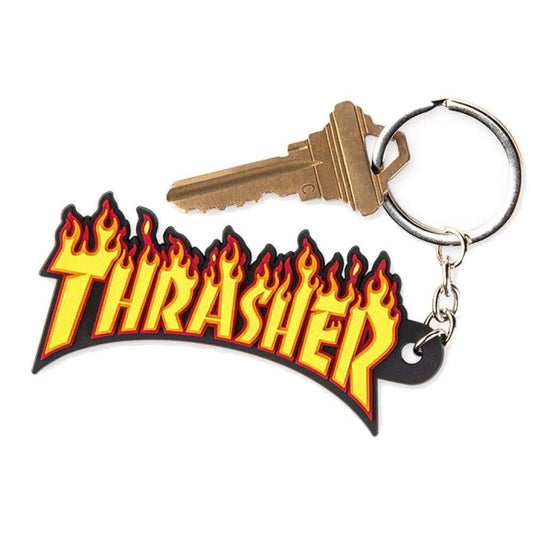 Thrasher Keychain Flame Logo Keychain Black Yellow