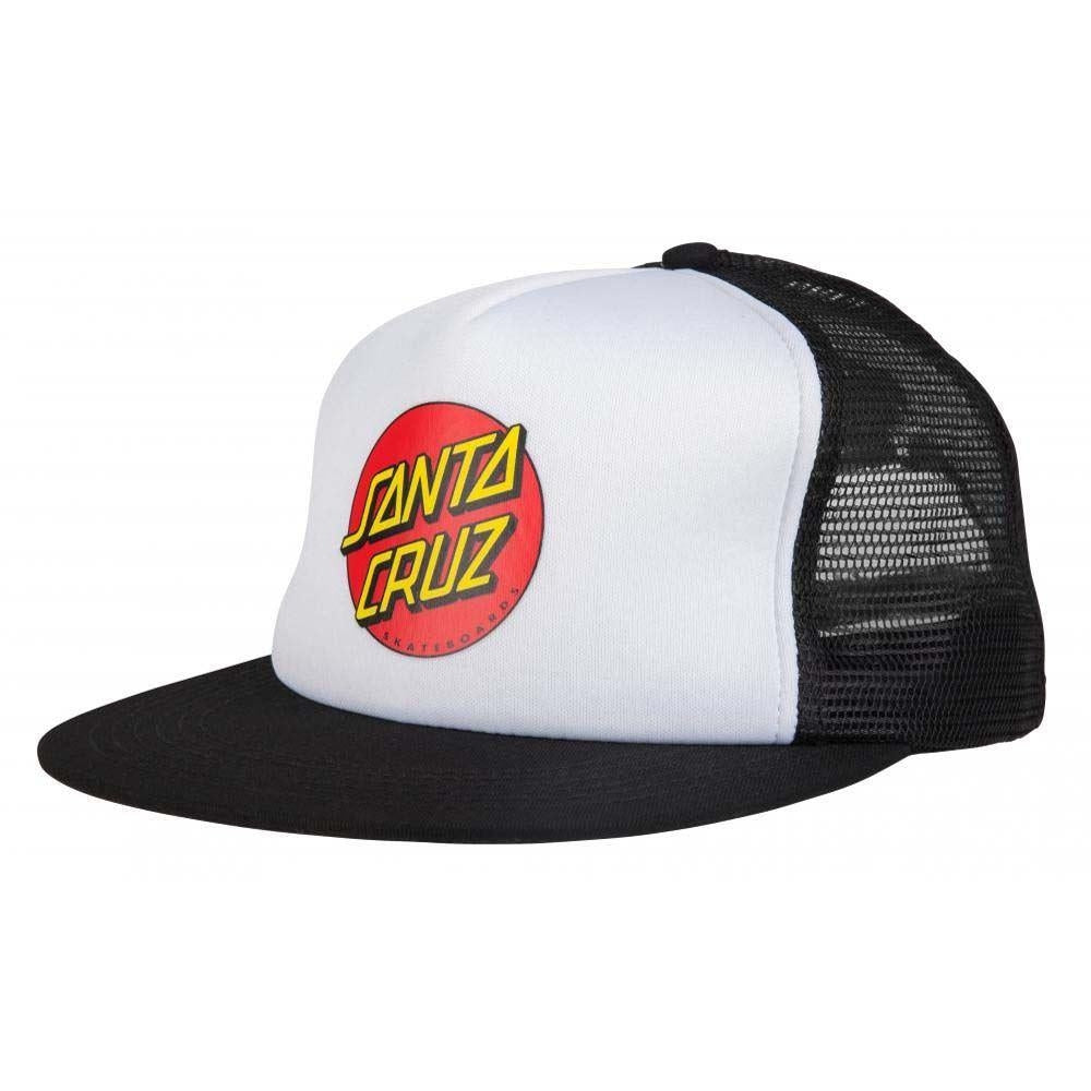Santa Cruz Classic Dot Mesh Trucker Cap White Black