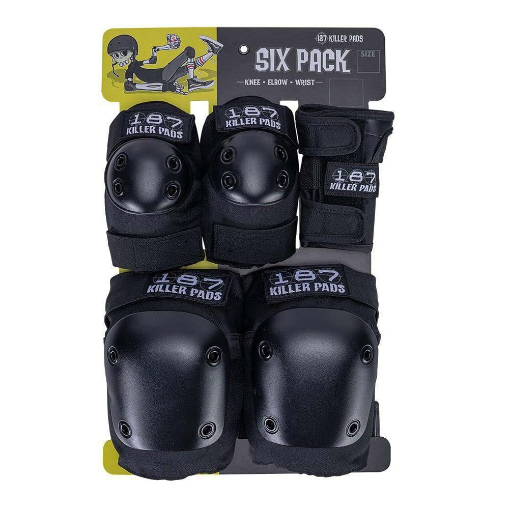 187 Killer Pads Adult Six Pack Set Knee Elbow Wrist Guards Black ADULT