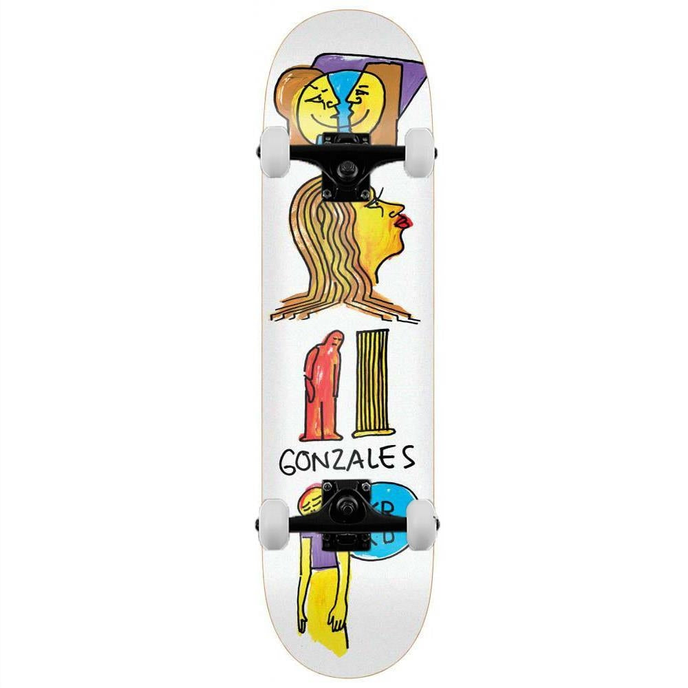 Krooked Gonz Pillar Complete Skateboard White 8.38"