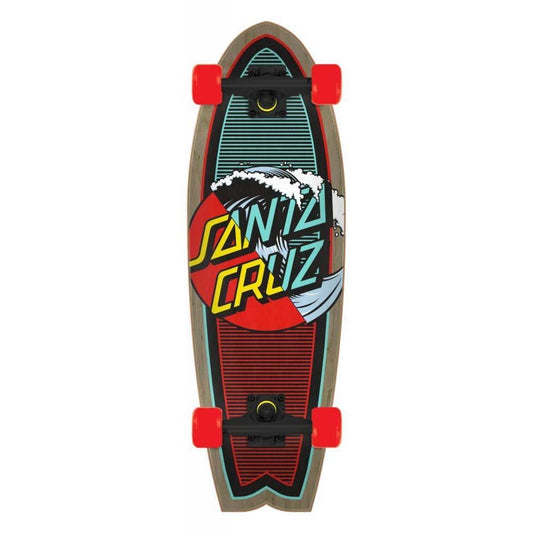 Santa Cruzer Factory Complete Skateboard Classic Wave Splice Shark Red Grey 27.7"