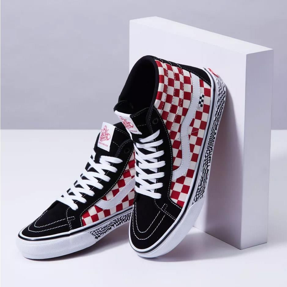 Red checkered deals vans high top