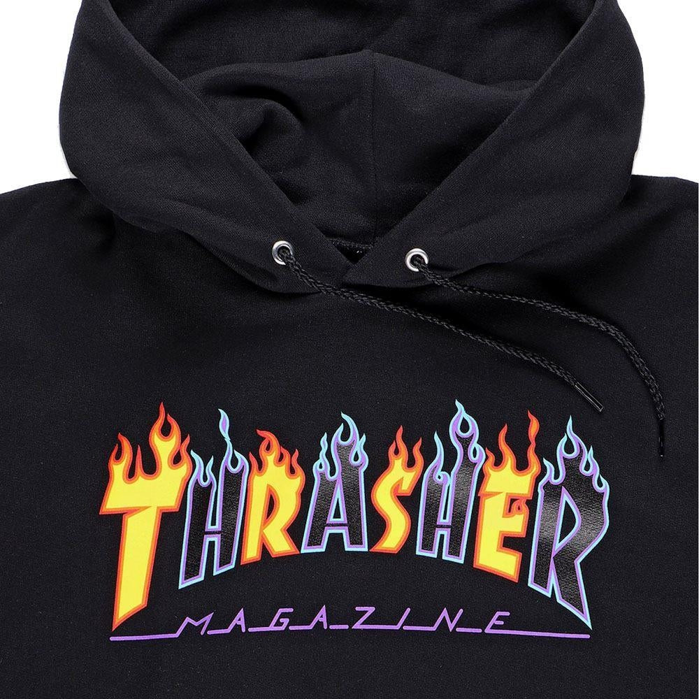 Thrasher Hooded Sweatshirt Double Flame Logo Hoodie Black