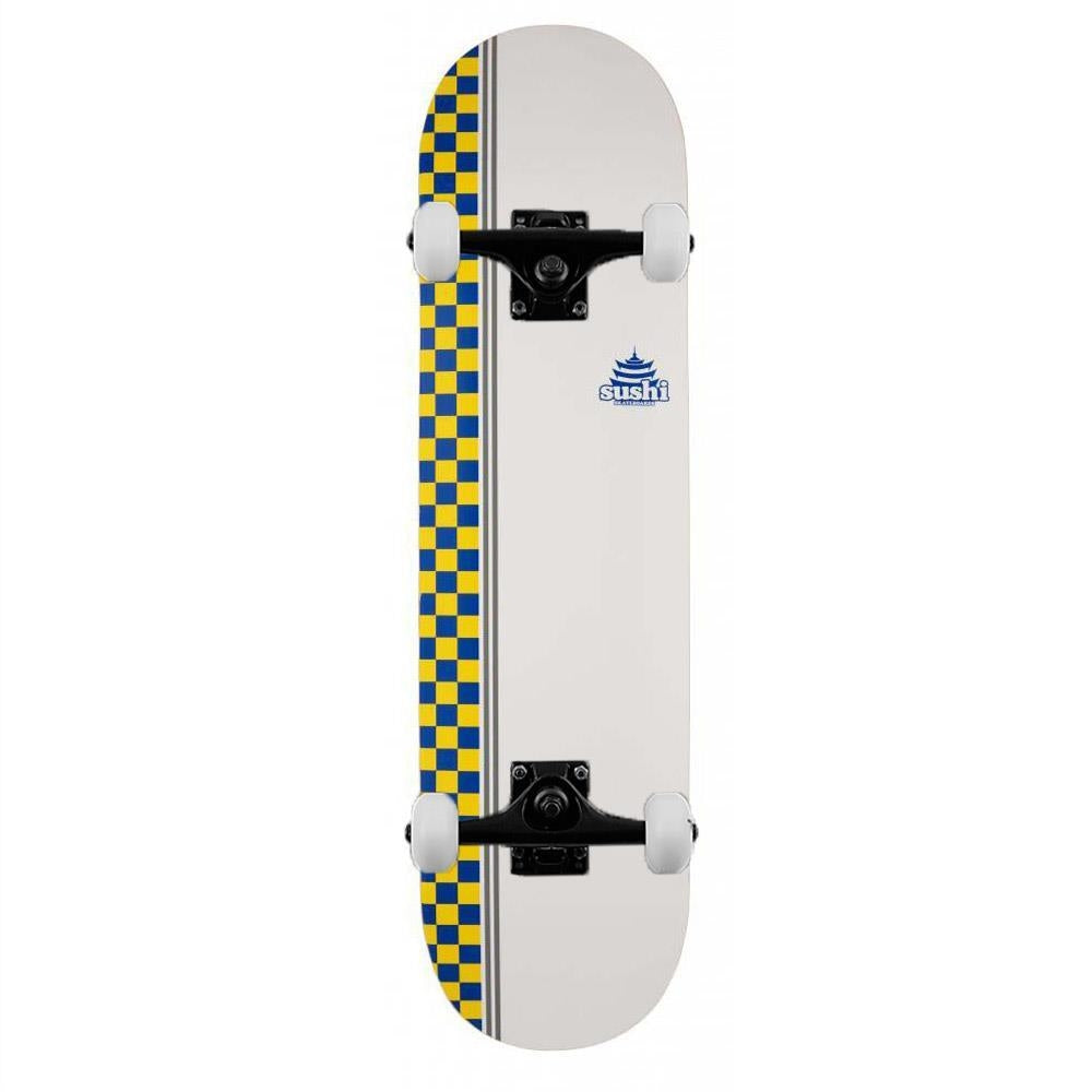 Sushi Skateboards Checker Logo Complete Skateboard White 8.125"