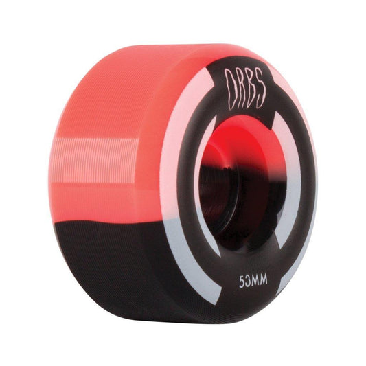 Orbs Apparitions Splits Skateboard Wheels 99A Neon Coral Black Split 53mm